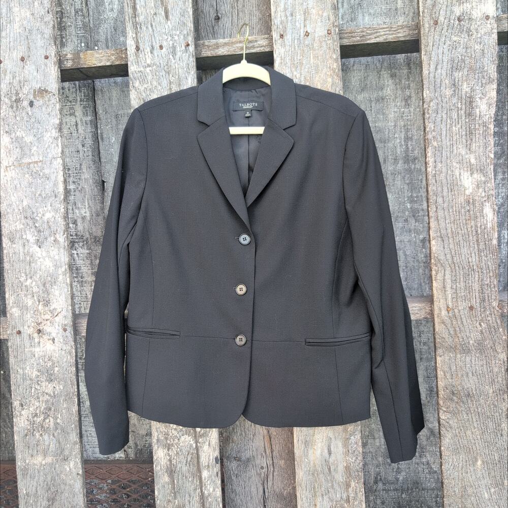 Tabots Wool Blend Stretch Blazer Black Women's 16